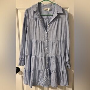 Eliza J button up long sleeve tiered dress, 100% cotton